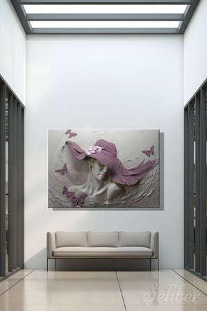 Dekoratif Yatay Kanvas Tablo Tekli Salon Mutfak Yatak Odası Ofis 3D Efekt Soyut Kadın Portre 1109