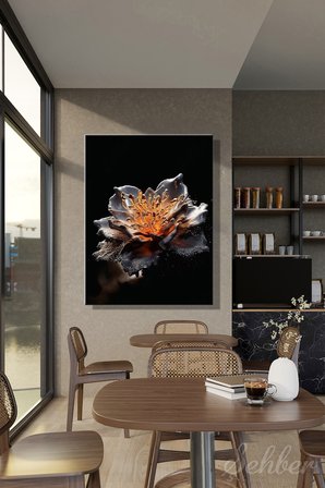 Dekoratif Dikey Kanvas Tablo Tekli Salon Mutfak Yatak Odası Ofis Metalik Efekt Soyut Çiçek 1139