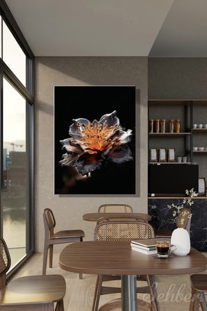 Dekoratif Dikey Kanvas Tablo Tekli Salon Mutfak Yatak Odası Ofis Metalik Efekt Soyut Çiçek 1139