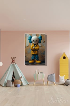 Dekoratif Dikey Kanvas Tablo Tekli Genç Odası Çocuk Odası Kreş Kaws Tarzı Pop Art 1150