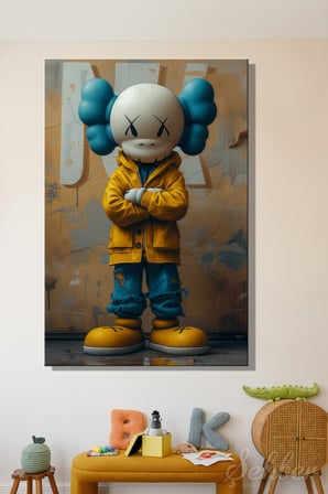 Dekoratif Dikey Kanvas Tablo Tekli Genç Odası Çocuk Odası Kreş Kaws Tarzı Pop Art 1150