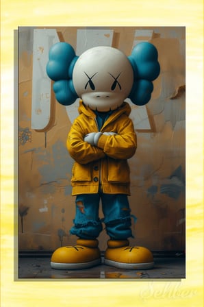 Dekoratif Dikey Kanvas Tablo Tekli Genç Odası Çocuk Odası Kreş Kaws Tarzı Pop Art 1150