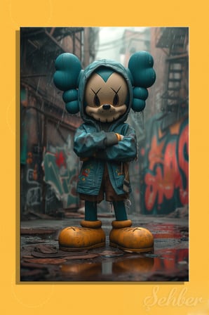 Dekoratif Dikey Kanvas Tablo Tekli Genç Odası Çocuk Odası Kreş Kaws Tarzı Pop Art 1152
