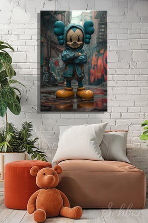 Dekoratif Dikey Kanvas Tablo Tekli Genç Odası Çocuk Odası Kreş Kaws Tarzı Pop Art 1152