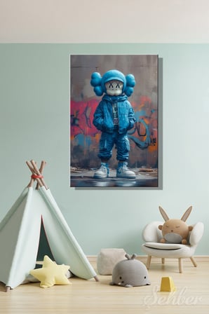 Dekoratif Dikey Kanvas Tablo Tekli Genç Odası Çocuk Odası Kreş Kaws Tarzı Pop Art 1154