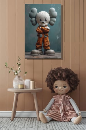 Dekoratif Dikey Kanvas Tablo Tekli Genç Odası Çocuk Odası Kreş Kaws Tarzı Pop Art 1155