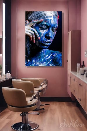 Dekoratif Dikey Kanvas Tablo Tekli Kuaför Güzellik Salonu Sanatsal Makyaj Nail Art Kadın Portre 1173