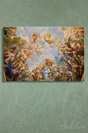 Kanvas Tablo Yatay Tekli Salon Mutfak Yatak Odası Ofis Palazzo Medici Riccardi Tavan Fresk 1195