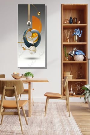 Panoramik Dikey Kanvas Tablo Tekli Salon Mutfak Yatak Odası Ofis Soyut Geometrik Tasarım 1198