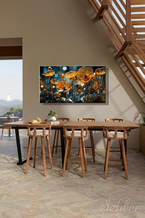 Kanvas Tablo Panoramik Yatay Tekli Salon Mutfak Yatak Odası Ofis 3D Efekt Dijital Çiçek 1214