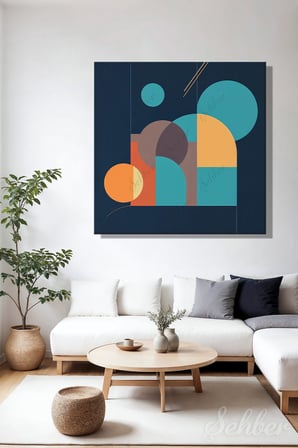 Dekoratif Kare Kanvas Tablo Tekli Salon Mutfak Yatak Odası Ofis Soyut Geometrik Sanat 1261