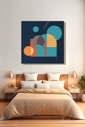 Dekoratif Kare Kanvas Tablo Tekli Salon Mutfak Yatak Odası Ofis Soyut Geometrik Sanat 1261