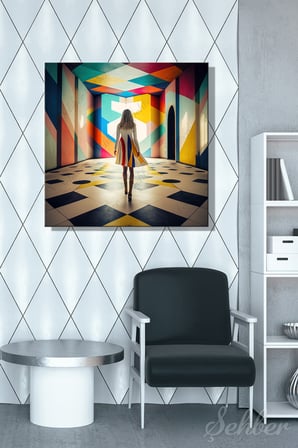 Dekoratif Kare Kanvas Tablo Tekli Salon Mutfak Yatak Odası Ofis Geometrik İllüstrasyon 1268