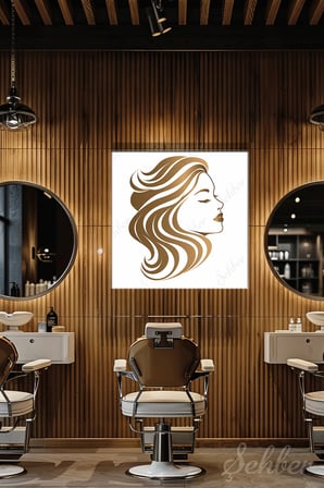 Dekoratif Kare Kanvas Tablo Tekli Kuaför Güzellik Salonu Makyaj Nail Art  Zarif Kadın Portre Çizim 1272