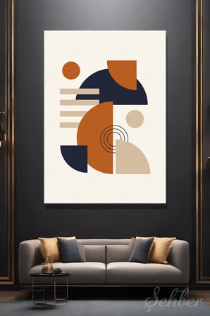 Dekoratif Dikey Kanvas Tablo Tekli Salon Mutfak Yatak Odası Ofis Minimalist Geometrik Desen 1276