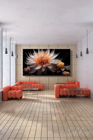 Panoramik Yatay Kanvas Tablo Tekli Salon Mutfak Yatak Odası Ofis 3D Efekt Lotus Nilüfer Çiçek 1289