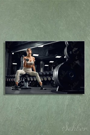 Dekoratif Yatay Kanvas Tablo Tekli Spor Salonu Fitness Eğitimi Egzersiz 1293