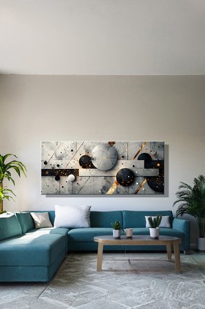 Kanvas Tablo Panoramik Yatay Tekli Salon Mutfak Yatak Odası Ofis Soyut Minimalist Geometrik 1321