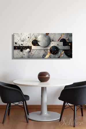 Kanvas Tablo Panoramik Yatay Tekli Salon Mutfak Yatak Odası Ofis Soyut Minimalist Geometrik 1321