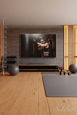 Dekoratif Yatay Kanvas Tablo Tekli Spor Salonu Fitness Eğitimi Egzersiz Kadın Boks Antremanı 1334