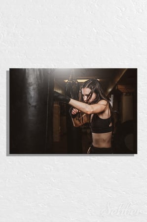 Dekoratif Yatay Kanvas Tablo Tekli Spor Salonu Fitness Eğitimi Egzersiz Kadın Boks Antremanı 1334
