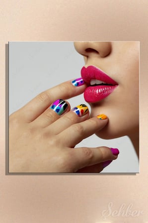 Dekoratif Kare Kanvas Tablo Tekli Kuaför Güzellik Salonu Makyaj Nail Art Manikür 1355