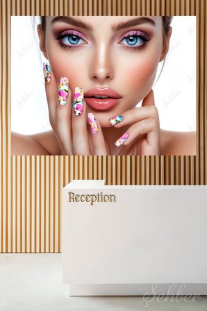 Dekoratif Yatay Kanvas Tablo Tekli Kuaför Güzellik Salonu Makyaj Nail Art Renkli Manikür 1356