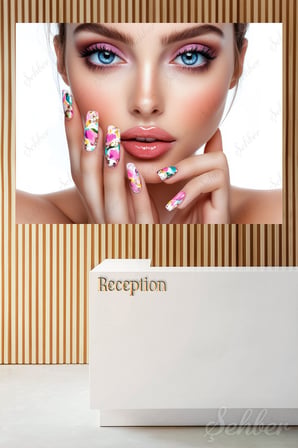 Dekoratif Yatay Kanvas Tablo Tekli Kuaför Güzellik Salonu Makyaj Nail Art Renkli Manikür 1356