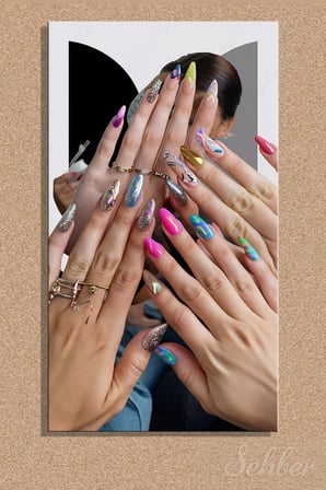 Panoramik Dikey Kanvas Tablo Tekli Kuaför Güzellik Salonu Makyaj Nail Art Manikür 1358