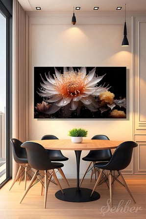Kanvas Tablo Panoramik Yatay Tekli Salon Mutfak Yatak Odası Ofis Lotus Nilüfer Çiçek 1383