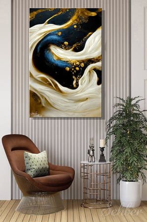 Dekoratif Dikey Kanvas Tablo Tekli Salon Mutfak Yatak Odası Ofis Gold Efekt Soyut Desen 1414