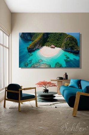 Panoramik Yatay Kanvas Tablo Tekli Salon Mutfak Yatak Odası Ofis Tayland Maya Bay 1421