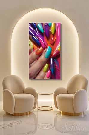 Panoramik Dikey Kanvas Tablo Tekli Kuaför Güzellik Salonu Makyaj Nail Art Manikür 1430