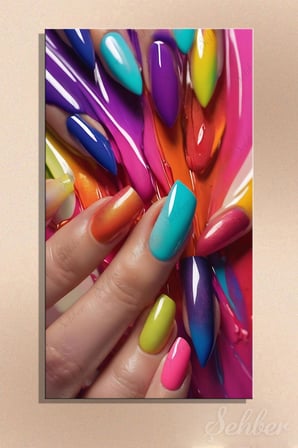 Panoramik Dikey Kanvas Tablo Tekli Kuaför Güzellik Salonu Makyaj Nail Art Manikür 1430