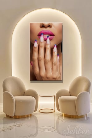 Panoramik Dikey Kanvas Tablo Tekli Kuaför Güzellik Salonu Makyaj Nail Art Manikür 1436