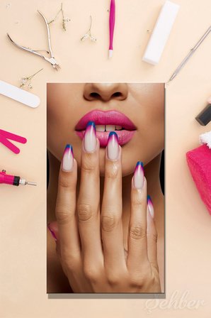 Panoramik Dikey Kanvas Tablo Tekli Kuaför Güzellik Salonu Makyaj Nail Art Manikür 1436