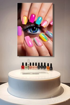 Dekoratif Dikey Kanvas Tablo Tekli Kuaför Güzellik Salonu Makyaj Nail Art Manikür 1440
