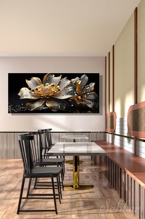 Panoramik Yatay Kanvas Tablo Tekli Salon Mutfak Yatak Odası Ofis Elmas Lotus Nilüfer Çiçek 1468