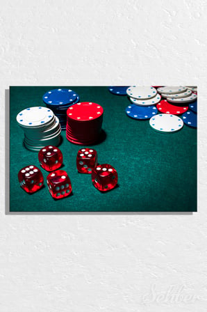 Dekoratif Yatay Kanvas Tablo Tekli Salon Mutfak Yatak Odası Ofis Casino Fişleri Zarlar 1487
