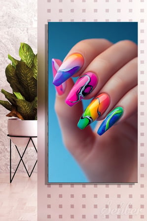 Panoramik Dikey Kanvas Tablo Tekli Kuaför Güzellik Salonu Makyaj Nail Art Manikür 1490