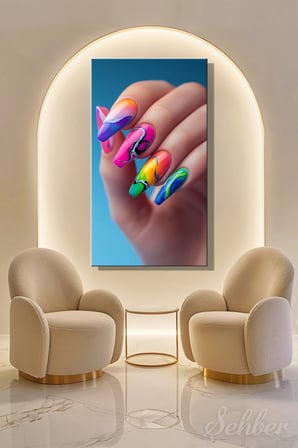 Panoramik Dikey Kanvas Tablo Tekli Kuaför Güzellik Salonu Makyaj Nail Art Manikür 1490