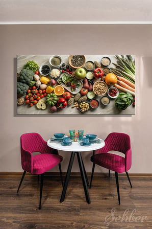 Panoramik Yatay Kanvas Tablo Tekli Lokanta Kafe Restoran Mutfak Sebze Meyve Ve Baharatlar 1494