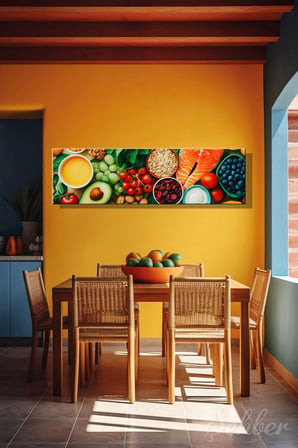 Panoramik Yatay Kanvas Tablo Tekli Lokanta Kafe Restoran Mutfak Sağlıklı Gıdalar 1497