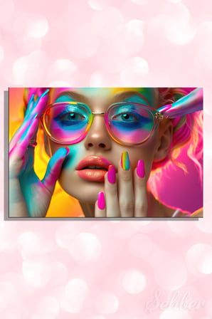 Dekoratif Yatay Kanvas Tablo Tekli Kuaför Güzellik Salonu Makyaj Nail Art 1504