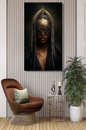 Panoramik Dikey Kanvas Tablo Tekli Salon Mutfak Yatak Odası Ofis Peche Mask Kadın Portre 1507