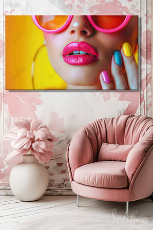 Panoramik Yatay Kanvas Tablo Tekli Kuaför Güzellik Salonu Makyaj Nail Art 1509