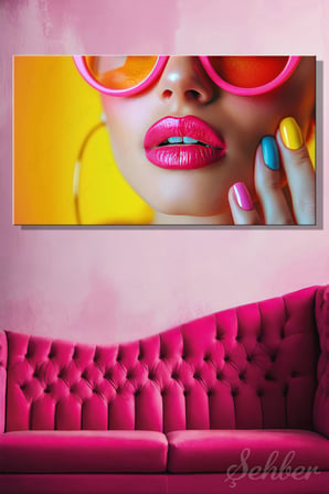 Panoramik Yatay Kanvas Tablo Tekli Kuaför Güzellik Salonu Makyaj Nail Art 1509