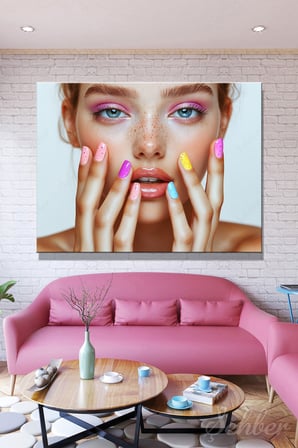 Dekoratif Yatay Kanvas Tablo Tekli Kuaför Güzellik Salonu Makyaj Nail Art 1510
