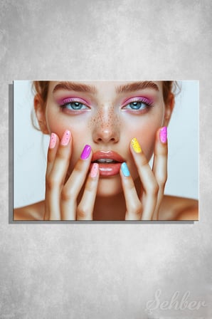 Dekoratif Yatay Kanvas Tablo Tekli Kuaför Güzellik Salonu Makyaj Nail Art 1510