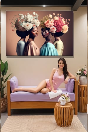 Yatay Tekli Kanvas Tablo Modern Kuaför Güzellik Salonu Makyaj Nail Art 1512